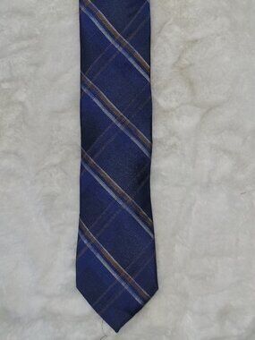 Club Room Mens Corson Classic Plaid Tie Navy OS